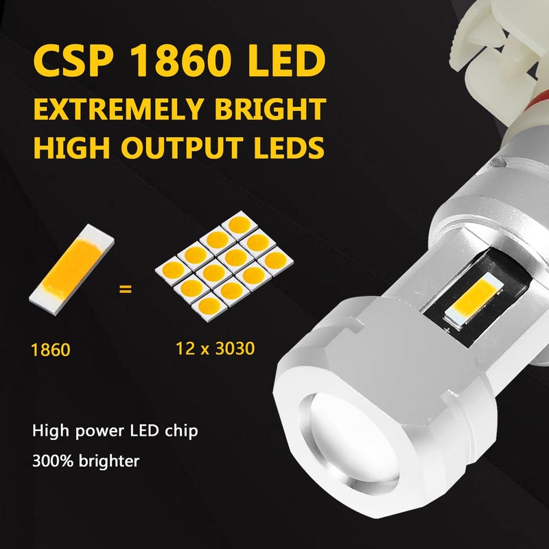 PHINLION 3800 Lumens 5202 5201 LED Yellow Fog Light Bulbs Super Bright CSP 12085 12086 PS24W LED DRL Bulb Replacement for Car Truck Fog Lights Lamps, 3000K Golden Yellow - Image 2